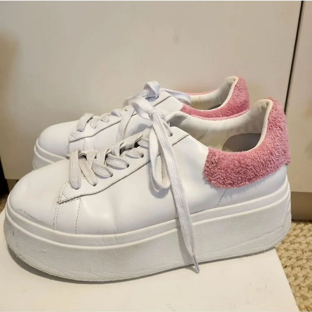 ASH "Move" Women's White Leather Platform Sneakers Size 37 = US 6.5/7 Ret. $225